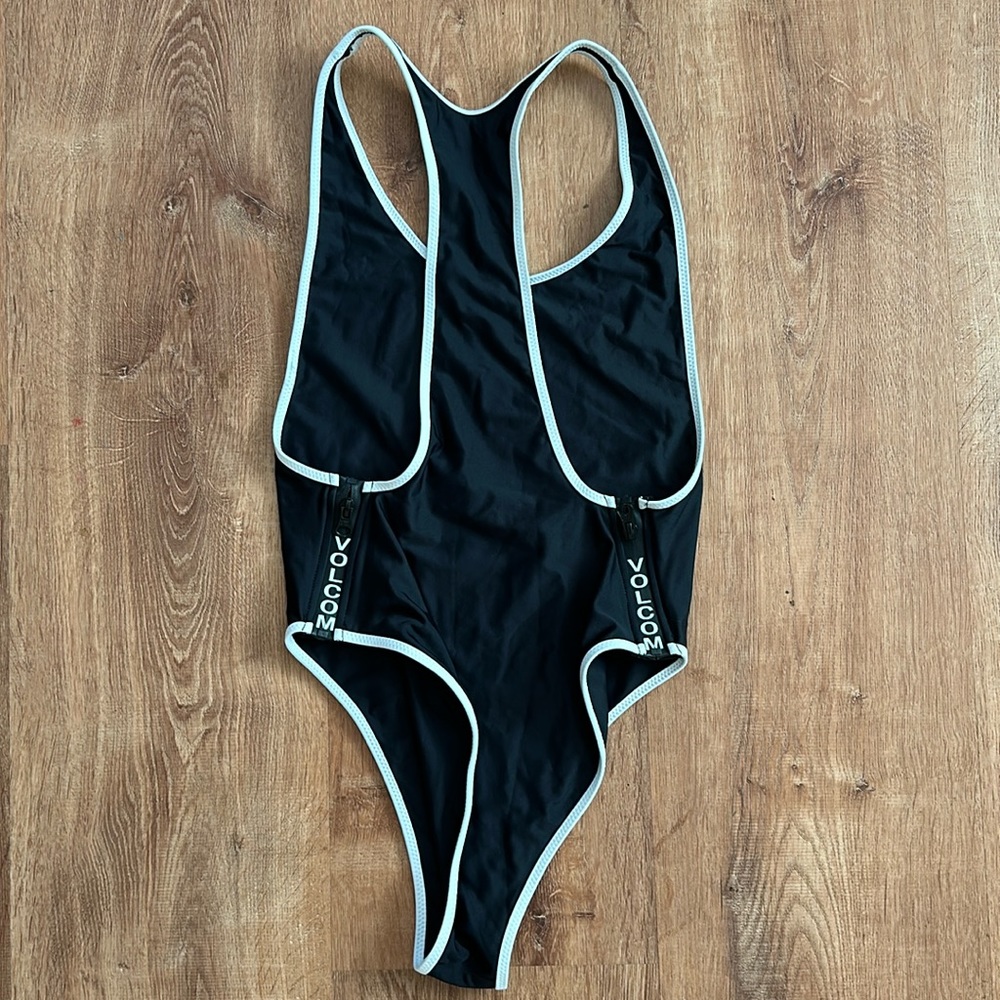 Volcom one piece swimsuit with side zippers